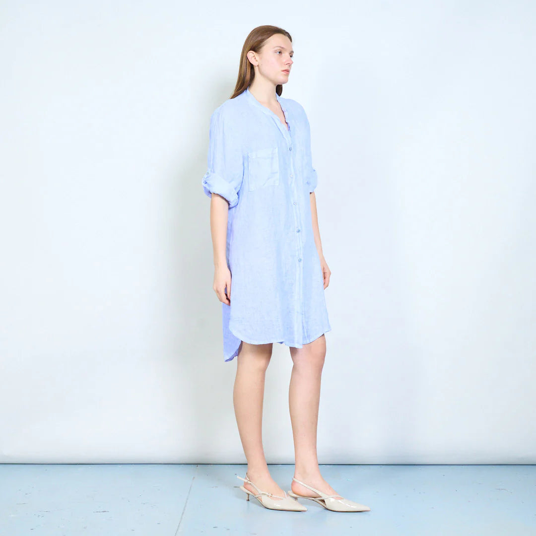 Abito chemisier donna ampio con bottoni e maniche arrotolabili