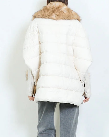 Women's down jacket with faux fur collar