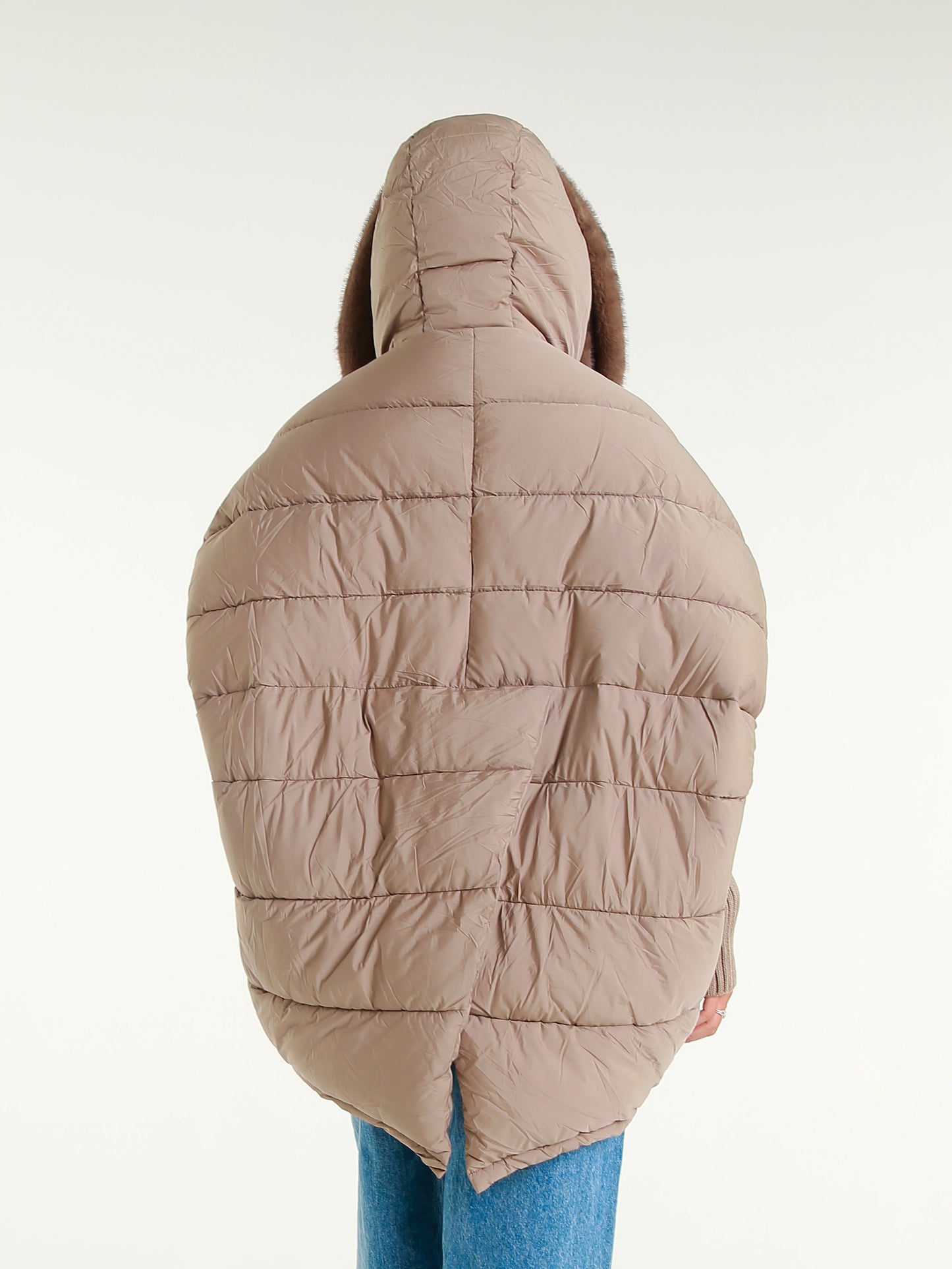 Women's Down Jacket with Faux Fur Hood | Medium-Long Padded Coat