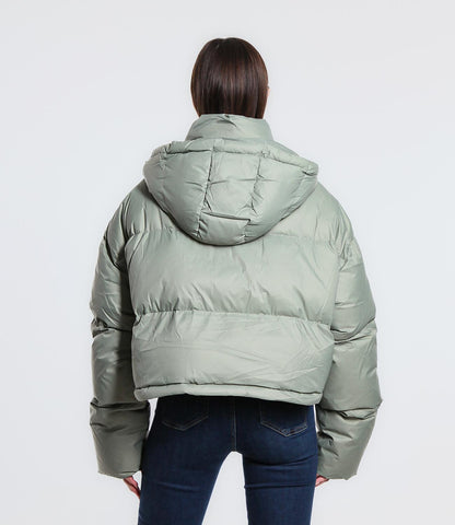 Giacca Imbottita Corta Donna con Cappuccio Piumino Trapuntato Casual Invernale in Poliestere con Zip Frontale e Tasche Laterali Stile Casual Streetwear