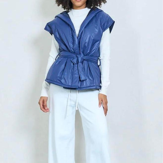 Gilet Donna Casual con Cappuccio e Cintura Versatile e Pratico per Look Casual