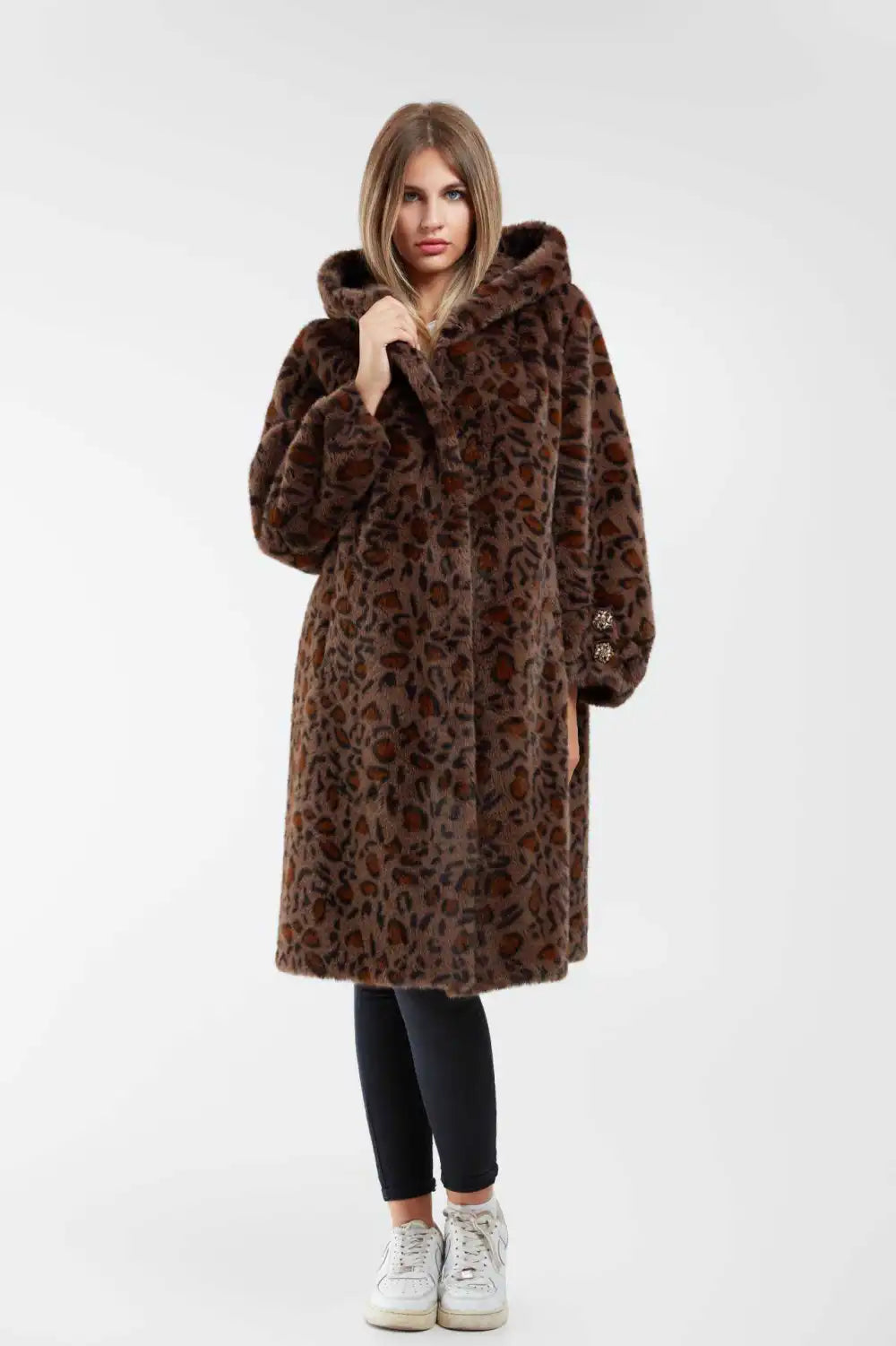Cappotto Donna Bronzo in Eco Pelliccia