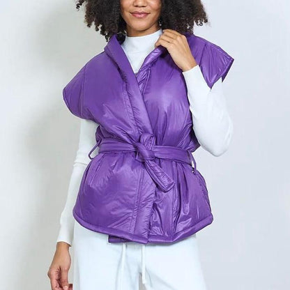Gilet Donna Casual con Cappuccio e Cintura Versatile e Pratico per Look Casual