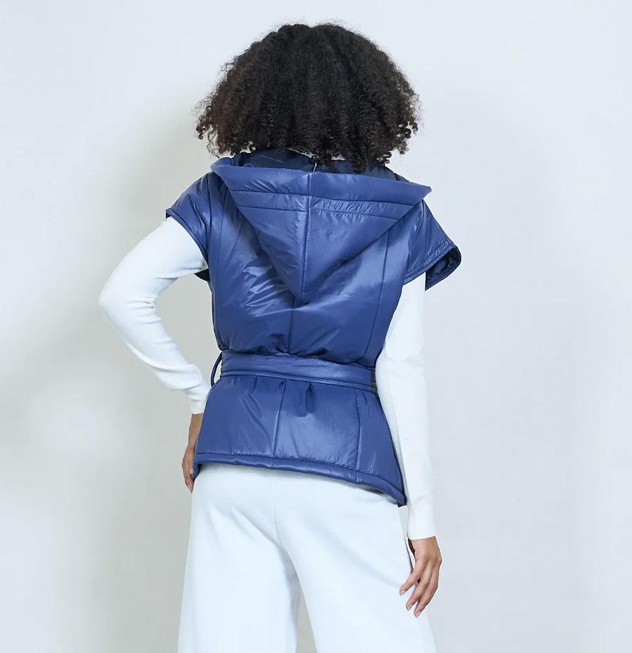 Gilet Donna Casual con Cappuccio e Cintura Versatile e Pratico per Look Casual