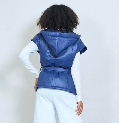 Gilet Donna Casual con Cappuccio e Cintura Versatile e Pratico per Look Casual