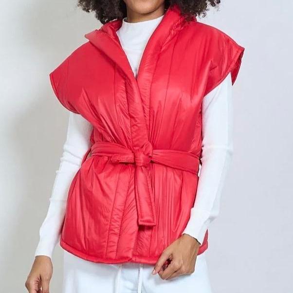 Gilet Donna Casual con Cappuccio e Cintura Versatile e Pratico per Look Casual