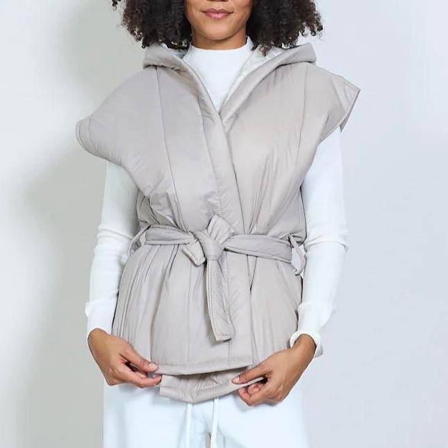 Gilet Donna Casual con Cappuccio e Cintura Versatile e Pratico per Look Casual