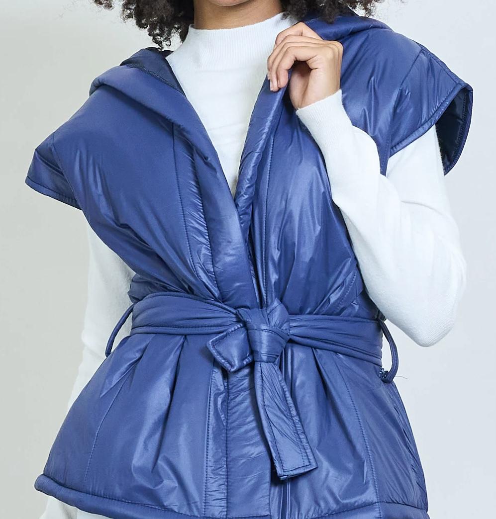 Gilet Donna Casual con Cappuccio e Cintura Versatile e Pratico per Look Casual