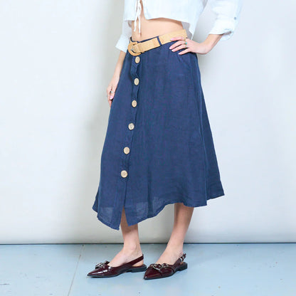 Gonna midi con bottoni frontali e linea svasata