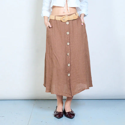 Gonna midi con bottoni frontali e linea svasata