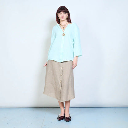 Blusa donna con scollo a V e maniche a tre quarti