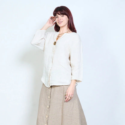 Blusa donna con scollo a V e maniche a tre quarti