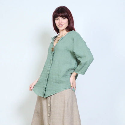 Blusa donna con scollo a V e maniche a tre quarti