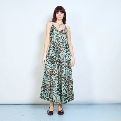 Abito lungo con spalline sottili e stampa animalier