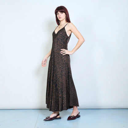 Abito lungo con spalline sottili e stampa animalier