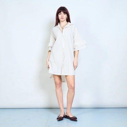 Abito chemisier corto con maniche a balze