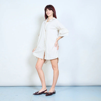 Abito chemisier corto con maniche a balze