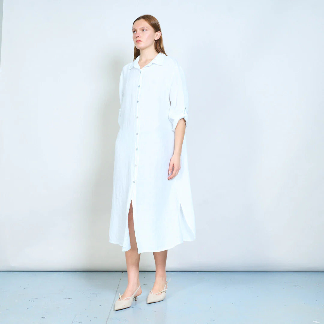 Abito chemisier lungo donna con bottoni e maniche arrotolabili