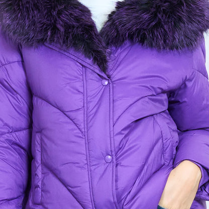 Women's Short Down Jacket with Faux Fur Collar