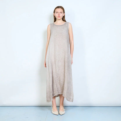 Abito lungo donna senza maniche con linea fluida