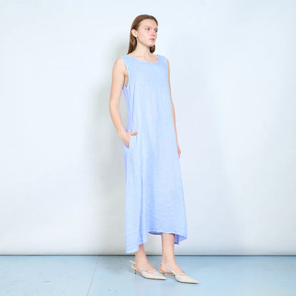 Abito lungo donna senza maniche con linea fluida