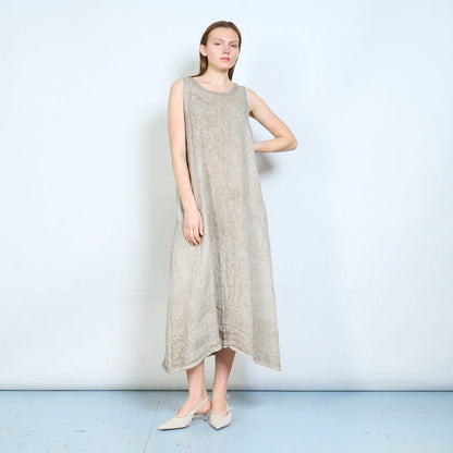 Abito lungo donna senza maniche con linea fluida