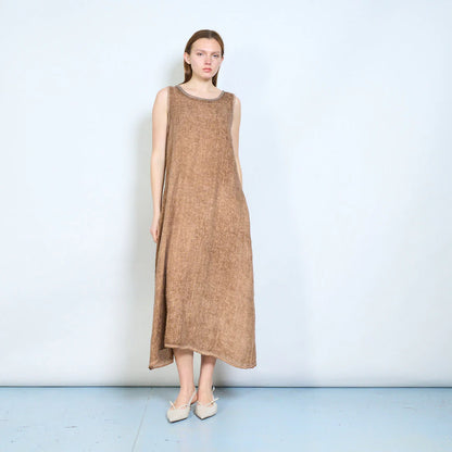 Abito lungo donna senza maniche con linea fluida