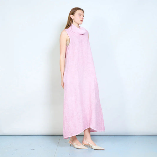 Abito lungo donna senza maniche con collo morbido