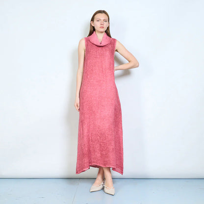 Abito lungo donna senza maniche con collo morbido