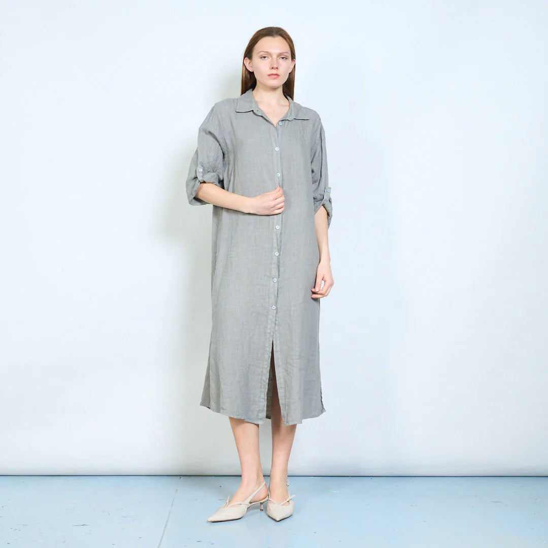 Abito chemisier lungo donna con bottoni e maniche arrotolabili