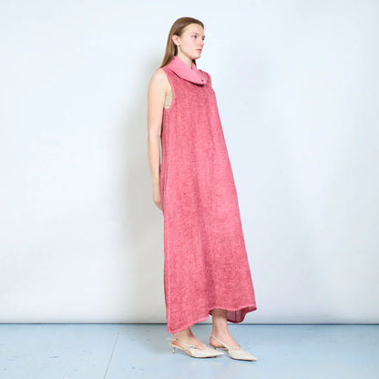 Abito lungo donna senza maniche con collo morbido