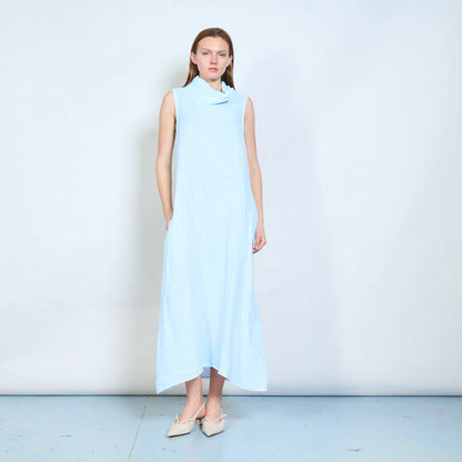 Abito lungo donna senza maniche con collo morbido