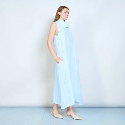 Abito lungo donna senza maniche con collo morbido