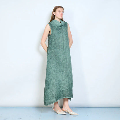 Abito lungo donna senza maniche con collo morbido