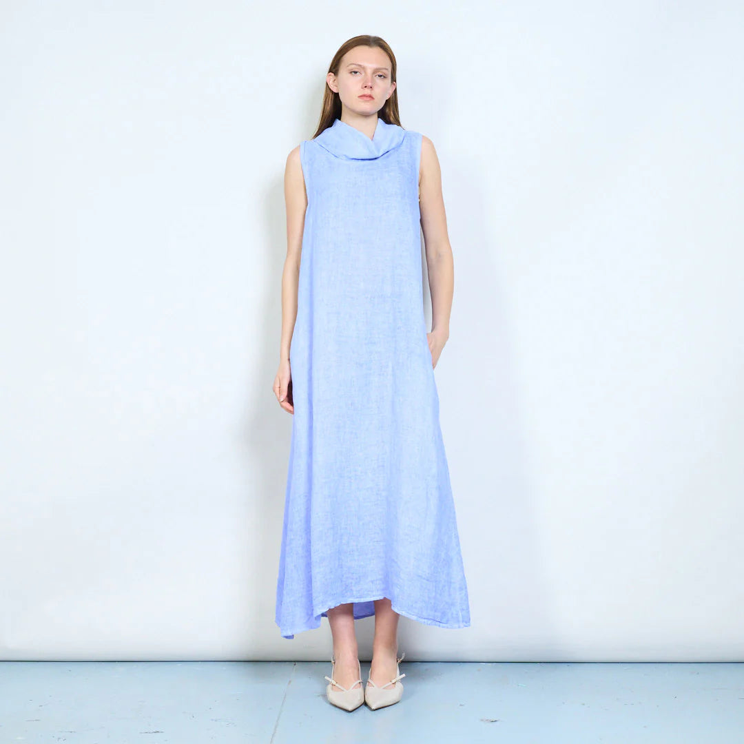 Abito lungo donna senza maniche con collo morbido