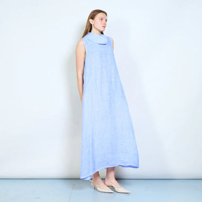 Abito lungo donna senza maniche con collo morbido