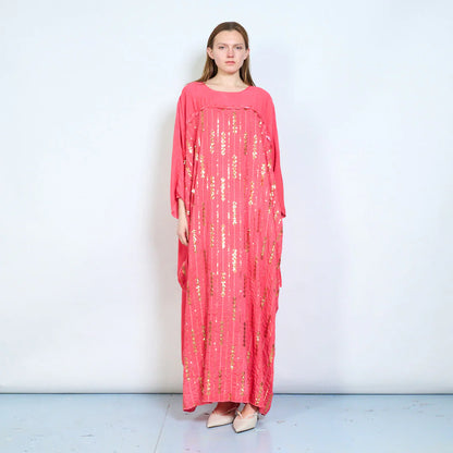 Abito lungo donna con paillettes decorative e vestibilità ampia