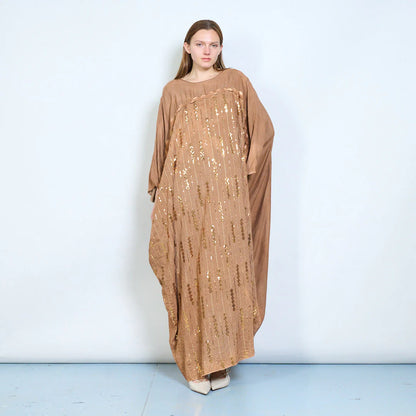 Abito lungo donna con paillettes decorative e vestibilità ampia