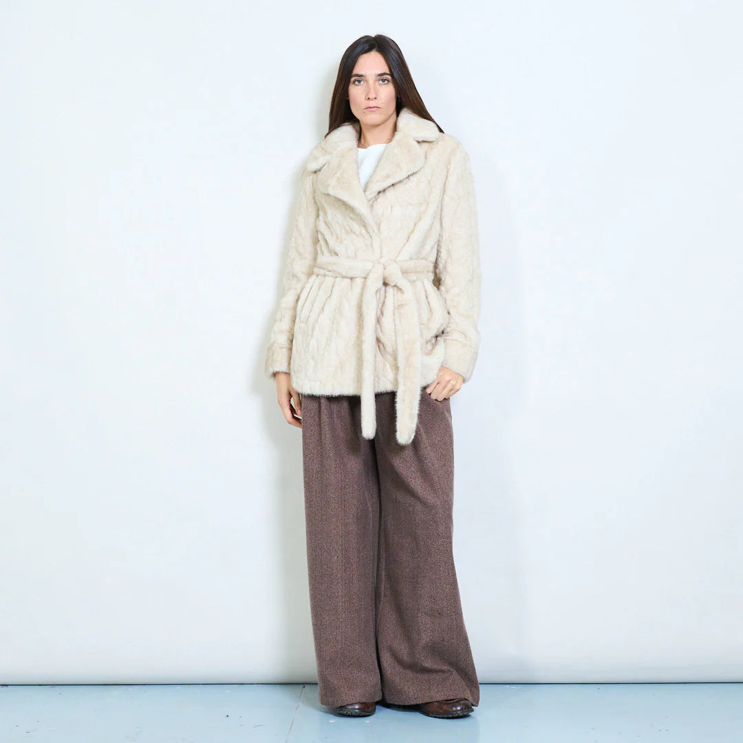 Women's Short Faux Fur Coat with Belt – Sunnyday