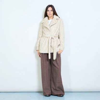 Women's Short Faux Fur Coat with Belt – Sunnyday