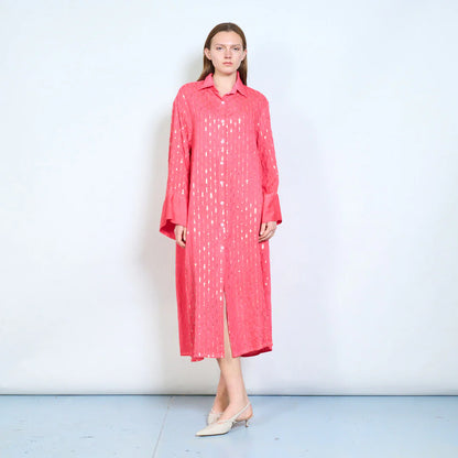 Abito chemisier midi con ricami decorativi e maniche ampie