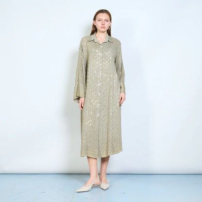 Abito chemisier midi con ricami decorativi e maniche ampie