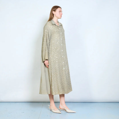 Abito chemisier midi con ricami decorativi e maniche ampie