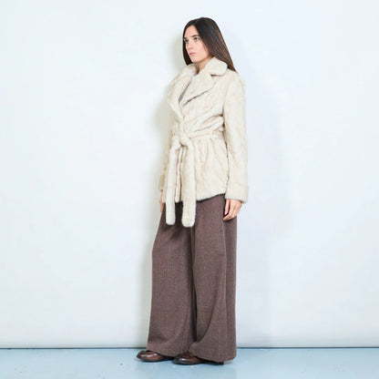 Women's Short Faux Fur Coat with Belt – Sunnyday