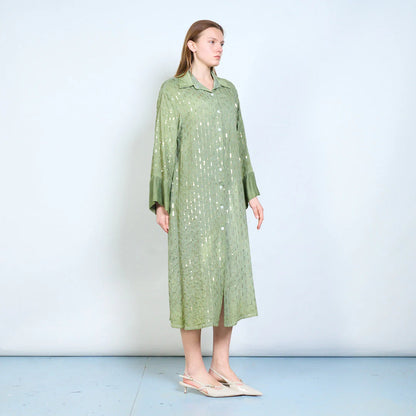 Abito chemisier midi con ricami decorativi e maniche ampie