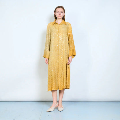 Abito chemisier midi con ricami decorativi e maniche ampie