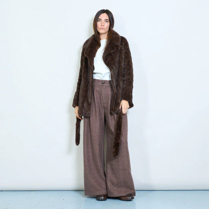 Women's Short Faux Fur Coat with Belt – Sunnyday