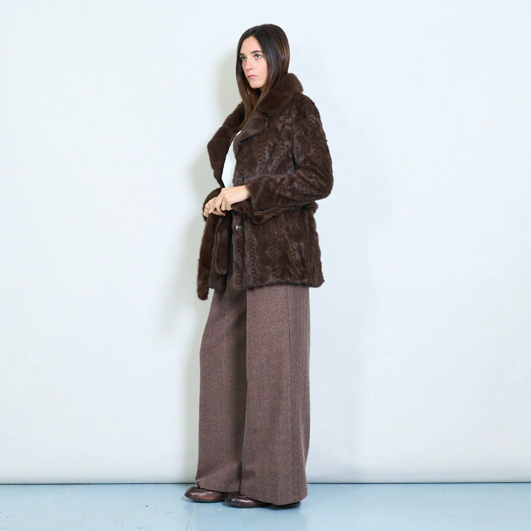 Women's Short Faux Fur Coat with Belt – Sunnyday