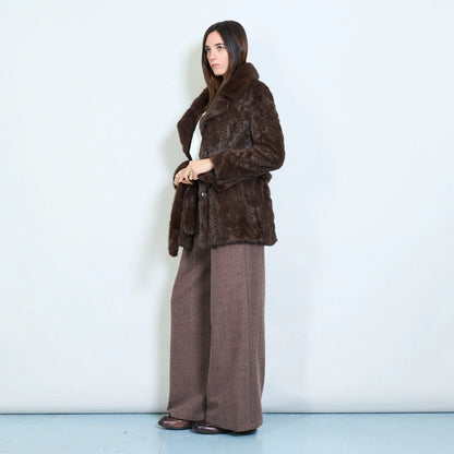 Women's Short Faux Fur Coat with Belt – Sunnyday