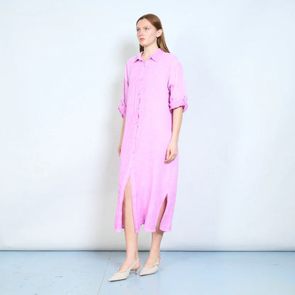 Abito chemisier midi con bottoni e maniche arrotolabili